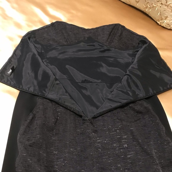BEBE Black Strapless Mini Dress Two Tone Design w/ Texture Front-Back  Solid Blk - Picture 6 of 7